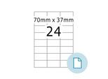 Blattetiketten HERMA 8424, permanenthaftend, bedruckbar, B 70 x H 37 mm, Papier, weiß, 12000 Stück/500 Blatt
