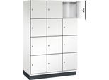 C+P Schließfachschrank Cambio, 3 Abteile, 12 Fächer, mit Sockel, B 1200 x T 525 x H 1980 mm, verkehrsweiß/weiß