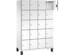 C+P Schließfachschrank Cambio, 4 Abteile, 20 Fächer, auf Füßen, B 1200 x T 525 x H 1980 mm, verkehrsweiß/weiß