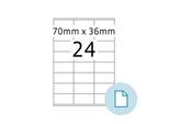 Blattetiketten HERMA 8418, permanenthaftend, bedruckbar, B 70 x H 36 mm, Papier, weiß, 12000 Stück/500 Blatt