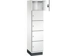 C+P Schließfachschrank Cambio, 1 Abteil, 5 Fächer, mit Sockel, B 400 x T 525 x H 1980 mm, verkehrsweiß/weiß