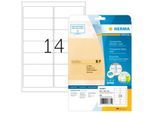 Folienetiketten HERMA 8671, permanenthaftend, selbstklebend, bedruckbar, No-Label-Effekt, B 99,1 x H 38,1 mm, transparent, 350 Stück/25 Blatt