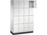 C+P Schließfachschrank Cambio, 4 Abteile, 16 Fächer, mit Sockel, B 1200 x T 525 x H 1980 mm, lichtgrau