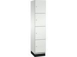 C+P Schließfachschrank Cambio, 1 Abteil, 4 Fächer, mit Sockel, B 400 x T 525 x H 1980 mm, lichtgrau