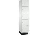 C+P Schließfachschrank Cambio, 1 Abteil, 5 Fächer, mit Sockel, B 400 x T 525 x H 1980 mm, lichtgrau