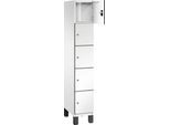 C+P Schließfachschrank Cambio, 1 Abteil, 5 Fächer, auf Füßen, B 300 x T 525 x H 1980 mm, verkehrsweiß/weiß