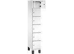C+P Schließfachschrank Cambio, 1 Abteil, 6 Fächer, auf Füßen, B 300 x T 525 x H 1980 mm, verkehrsweiß
