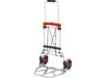 Schäfer Shop Select Sackkarre, Tragkraft 100 kg, klappbar, elastisches Spannband, 2 Bockrollen, Aluminium/Kunststoff, rot-schwarz-silber
