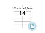 Blattetiketten HERMA 8414, permanenthaftend, bedruckbar, B 105 x H 42,3 mm, Papier, weiß, 7000 Stück/500 Blatt