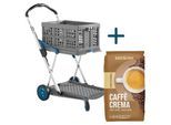 Clax Transportmobil Klappmobil, 2 Etagen 60 kg, Klappbox 46 l, faltbar, gratis EDUSCHO Caffè Crema 1 kg