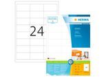 Universaletiketten HERMA 4614, permanenthaftend, selbstklebend, bedruckbar, B 66 x H 33,8 mm, FSC®-Papier, weiß, 4800 Stück/200 Blatt