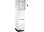 C+P Schließfachschrank Cambio, 1 Abteil, 3 Fächer, mit Sockel, B 400 x T 525 x H 1980 mm, verkehrsweiß/weiß