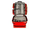 Defibrillator-Rucksack MedX5, ergonomisch, Innen- und Seitentaschen, gepolsterte Tragegurte und Tragegriff, ohne Inhalt, B 530 x T 210 x H 530 mm, gelb-rot