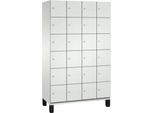C+P Schließfachschrank Cambio, 4 Abteile, 24 Fächer, auf Füßen, B 1200 x T 525 x H 1980 mm, lichtgrau