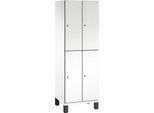 C+P Doppelstöckiger Spind Cambio, 2 Abteile, 4 Fächer, auf Füßen, B 600 x T 525 x H 1980 mm, verkehrsweiß/weiß