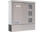 Rottner Briefkasten Lago Silver – Hochwertiger Stahl, Silber, mit Zeitungsrolle