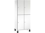 C+P Doppelstöckiger Spind Cambio, 2 Abteile, 4 Fächer, auf Füßen, B 800 x T 525 x H 1980 mm, verkehrsweiß/weiß