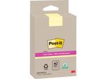 Post-it® Haftnotizen Super Sticky Recycling Notes 4645-RSSCY4, liniert, B 102 x T 152 mm, PEFC®-Papier, gelb, 4 Blöcke, 45 Blatt/Block