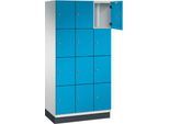 C+P Schließfachschrank Cambio, 3 Abteile, 12 Fächer, mit Sockel, B 900 x T 525 x H 1980 mm, lichtgrau/lichtblau