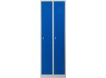 Kleiderspind, 2 Türen, B 600 x H 1800 mm, Drehriegelverschluss, lichtgrau/enzianblau