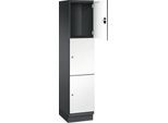 C+P Schließfachschrank Cambio, 1 Abteil, 3 Fächer, mit Sockel, B 400 x T 525 x H 1980 mm, schwarzgrau/weiß