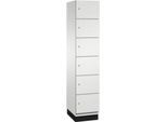 C+P Schließfachschrank Cambio, 1 Abteil, 6 Fächer, mit Sockel, B 400 x T 525 x H 1980 mm, lichtgrau