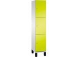 C+P Schließfachschrank Cambio, 1 Abteil, 3 Fächer, auf Füßen, B 400 x T 525 x H 1980 mm, lichtgrau/clowngrün