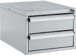 Schäfer Shop Pure Schubladenblock 411, für Arbeitstische AST31, links/rechts montierbar, 2 Schübe, abschließbar, bis 50 kg, Stahl, weißaluminium/weißaluminium