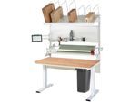 Rau Packtischsystem 06 Werktisch-Serie adlatus 300, B 1500 x T 800 x H 720-1120 mm, Buche-Massivholzplatte, bis 300 kg
