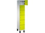 C+P Schließfachschrank Cambio, 1 Abteil, 6 Fächer, auf Füßen, B 300 x T 525 x H 1980 mm, lichtgrau/clowngrün