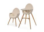 Kinderkraft Hochstuhl Fini 2, Beige, Holz, Kunststoff, Leder, Buche, 55x96x58.5 cm, höhenverstellbar, Essbrett verstellbar, 5-Punkt-Gurt, Tablett, Babymöbel, Hochstühle & Zubehör, Hochstühle