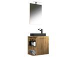 Mid.you Gästebad Hausa BL, Honigeiche, Holzwerkstoff, Glas, Keramik, 3-teilig, 1 Fächer, 52 cm, hängend, Badezimmer, Gäste-WC