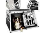 tectake® Hundetransportbox doppel, mit gerader Rückwand, verschließbare Gittertür, mit schützenden Kunststoffecken