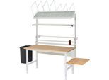 Rau Packtischsystem 04 Arbeitstisch-Serie Tom, B 1500 x T 800 x H 760-1080 mm, Buche-Massivholzplatte, bis 500 kg