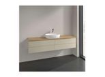 Villeroy und Boch Antao Waschtisch-Unterschrank L25011HJ mit Beleuchtung, 4 Auszüge, 1600 x 360 x 500 mm, Front ohne Struktur, Silk Grey Matt Lacquer / Honey Oak