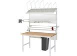 Rau Packtischsystem 06 Arbeitstisch-Serie Tom, B 1500 x T 1000 x H 760-1080 mm, Buche-Massivholzplatte, bis 500 kg