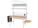 Rau Packtischsystem 04 Arbeitstisch-Serie Tom, B 2000 x T 800 x H 760-1080 mm, Buche-Massivholzplatte, bis 500 kg