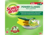 Scotch-Brite™ Reinigungsschwamm Classic XXL, extragroß, für Töpfe/Pfannen/Geschirr, hohe Scheuerkraft, L 160 x B 91 mm, Schaumstoff, gelb-grün, 4 Stück