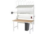 Rau Packtischsystem 06 Arbeitstisch-Serie Tom, B 1500 x T 800 x H 760-1080 mm, Buche-Massivholzplatte, bis 500 kg