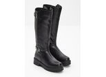 bonprix Plateau-Stiefel, schwarz, Gr.39, Warmgefutterter Stiefel mit dekorativen Schnallen und Elastik-Einsätzen