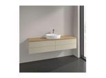 Villeroy und Boch Antao Waschtisch-Unterschrank L25111HJ mit Beleuchtung, 4 Auszüge, 1600 x 360 x 500 mm, Front mit Struktur, Silk Grey Matt Lacquer / Honey Oak