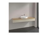 Villeroy und Boch Antao Waschtisch-Unterschrank L14051HJ mit Beleuchtung, 2 Auszüge, 1600 x 190 x 500 mm, Front ohne Struktur, Silk Grey Matt Lacquer / Honey Oak