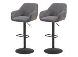 Livetastic , Grau, Schwarz , Metall, Textil , 44x95-117x55 cm , inklusive Armlehnen , Esszimmer, Barmöbel, Barhocker