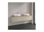 Villeroy und Boch Antao Waschtisch-Unterschrank L39051HJ mit Beleuchtung, 2 Auszüge, 1600 x 360 x 500 mm, Front ohne Struktur, Silk Grey Matt Lacquer / Honey Oak