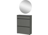 Mid.you , Graphitfarben , Glas, Holzwerkstoff , 80x200x29 cm , Made in Germany , Garderobe, Garderoben-Set