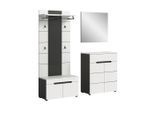 Livetastic , Grau, Weiß , Holzwerkstoff , 1 Schublade(n) Schubladen , 175x190x37 cm , FSC MIX , stehend , Garderobe, Garderoben-Set