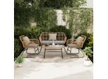 Beldano , Grau, Naturfarben , Metall, Kunststoff, Glas, Textil , Füllung: Schaumstoff , UV-beständig, wetterbeständig , Gartenmöbel, Loungemöbel, Loungegarnituren
