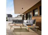 Beldano , Weiß, Akaziefarben, Dunkelgrau , Holz, Metall, Textil , Akazie , Hartholz , Füllung: Kaltschaum,Kaltschaum , 90x30x70 cm , Gartenmöbel, Loungemöbel, Loungegarnituren