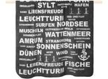 Wohndecke PAD "TYPO NORDSEE", grau (dunkelgrau), B:150cm L:200cm, Mischgewebe, Wohndecken, Wohndecke, Made in Europe, Kuscsheldecke, mit Schriftzug, 150x200 cm