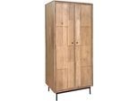 Garderobenschrank SIT "Schrank – Massivholz‑Flurschrank mit variabler Kleiderstange", natur, schwarz, B:80cm H:180cm T:45cm, Massivholz, Schränke, Garderobenschrank, Massivholz‑Garderobenschrank mit variabler Kleiderstange & Böden